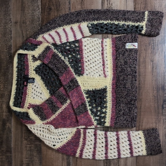 Diesel Alpaca Mohair Wool Blend Patchwork Loose Knit Wrap Sweater Size Large - Picture 2 of 10